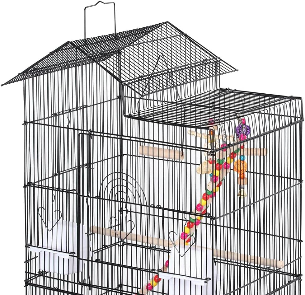 Spacious 39-Inch Parrot Bird Cage with Toys - Perfect for Quaker Parrots, Cockatiels, Conures, and Budgies!