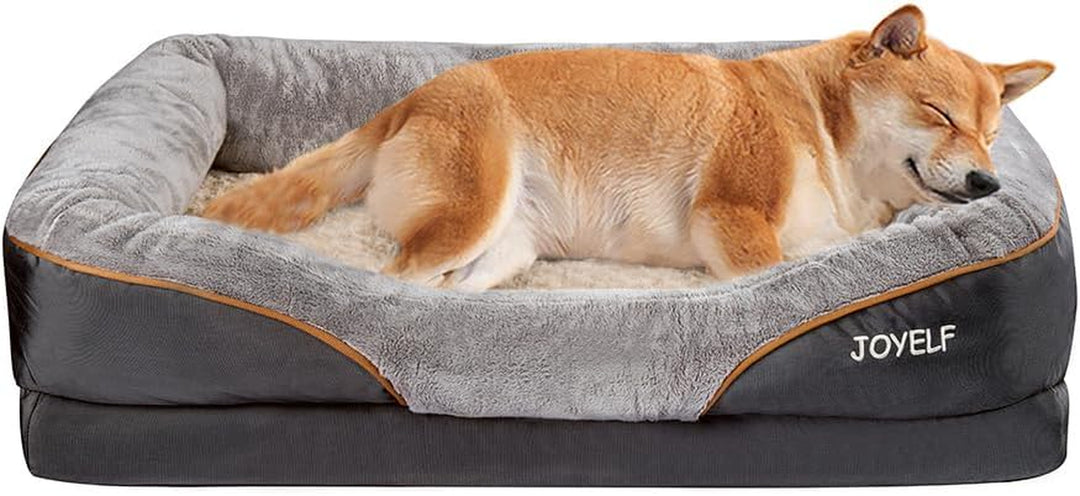 Deluxe Orthopedic Memory Foam Dog Bed with Removable Washable Cover & Free Squeaker Toy