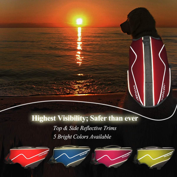 Lightweight Neoprene Dog Life Jacket - Perfect for Boating, Hunting & Swimming - Includes Leash Ring - Size M, Red