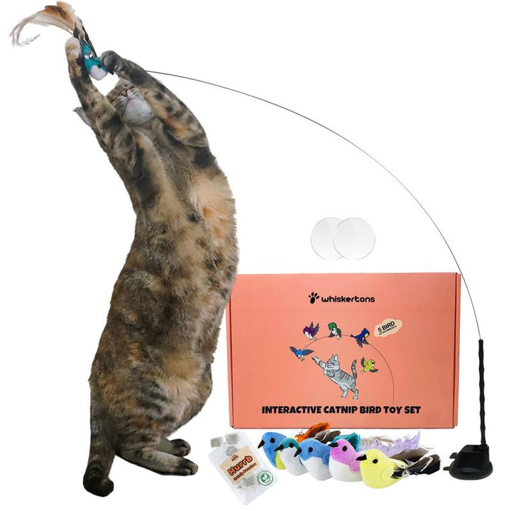 Whiskertons Interactive Bird Simulation Cat Toy Set - Realistic Fun for Your Feline Friend!