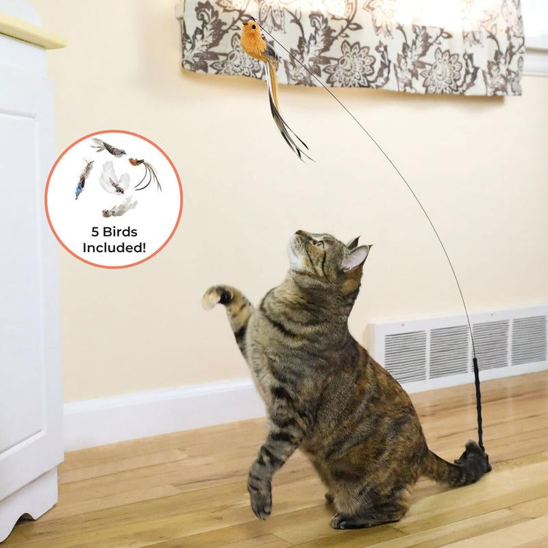 Whiskertons Interactive Bird Simulation Cat Toy Set - Realistic Fun for Your Feline Friend!