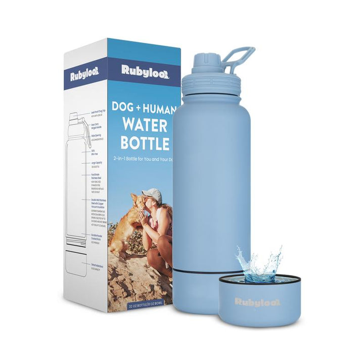 Ultimate Dog Water Bottle - 32 Oz Insulated Stainless Steel with 8 Oz Detachable Bowl - Perfect Gift for Dog Lovers!