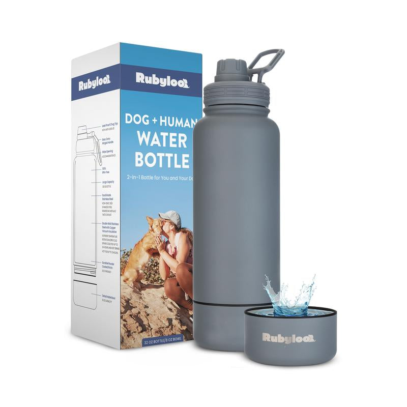 Ultimate Dog Water Bottle - 32 Oz Insulated Stainless Steel with 8 Oz Detachable Bowl - Perfect Gift for Dog Lovers!