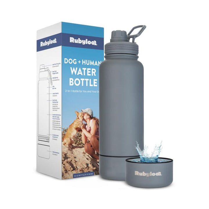 Ultimate Dog Water Bottle - 32 Oz Insulated Stainless Steel with 8 Oz Detachable Bowl - Perfect Gift for Dog Lovers!