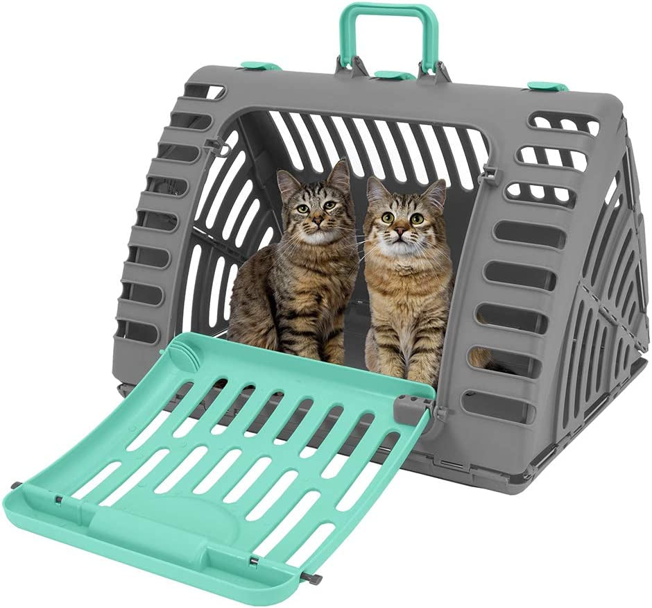 Sport Pet Designs Collapsible Travel Cat Carrier - Waterproof & Convenient Front Door Access