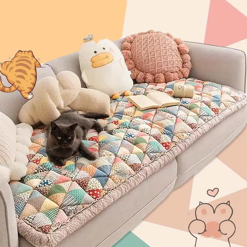 Geometric Pattern Pet Sofa Mat, Soft Comfortable Non-Slip Pet Couch Cushion, Blankets & Pet Supplies, Dog Stuff, Universal Fit