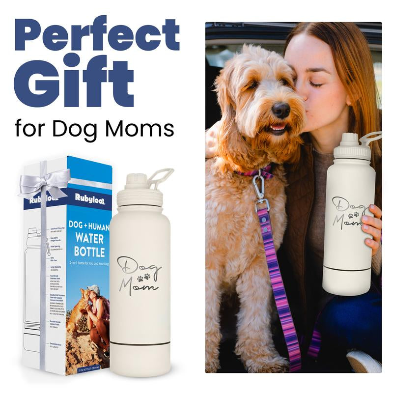 Ultimate Dog Water Bottle - 32 Oz Insulated Stainless Steel with 8 Oz Detachable Bowl - Perfect Gift for Dog Lovers!