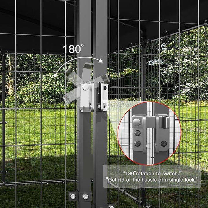 Kullavik Large Outdoor Dog Kennel, Chicken Kennel, 118" X 118" X 70.9", Heavy Duty Dog Cage, Chicken Cage with Roof, Galvanized Steel Dog Kennel Fence with Double Safety Lock
