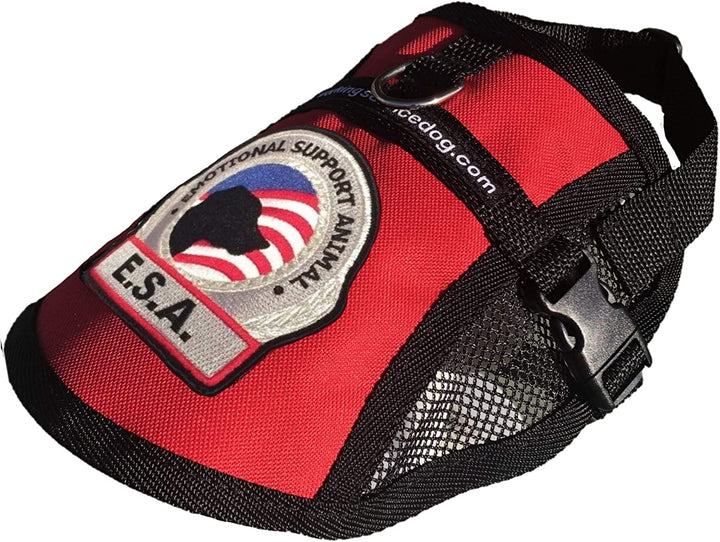 Premium ESA Dog Vest with Cooling Mesh Panel | Emotional Support Harness + 5 Federal Law Handout Cards | Size: 18"-22" Girth, Red