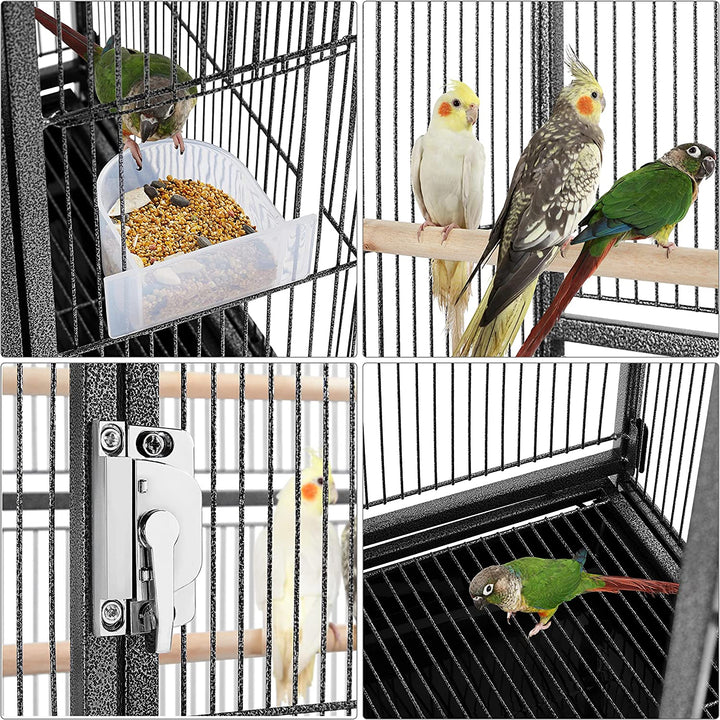 Large 54-Inch Wrought Iron Parrot Flight Cage with Stand - Ideal for Small Parrots, Parakeets, Lovebirds, Finches, and Canaries