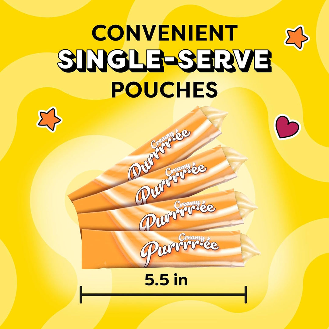 Indulge Your Cat with Creamy Beef Liver & Cheese Puree Treats - 24 Count Lickable, Squeezable Pouches!