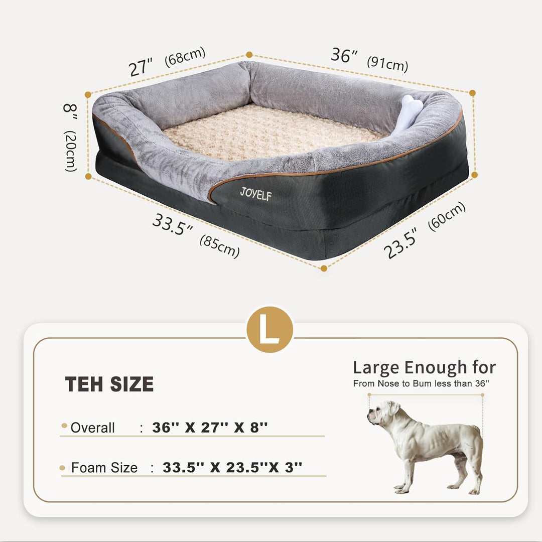 Deluxe Orthopedic Memory Foam Dog Bed with Removable Washable Cover & Free Squeaker Toy