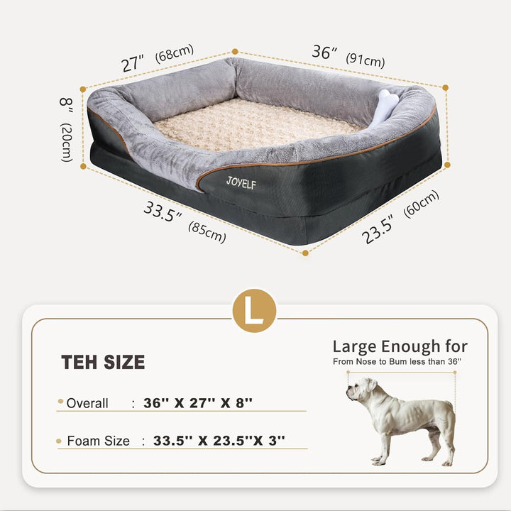 Deluxe Orthopedic Memory Foam Dog Bed with Removable Washable Cover & Free Squeaker Toy