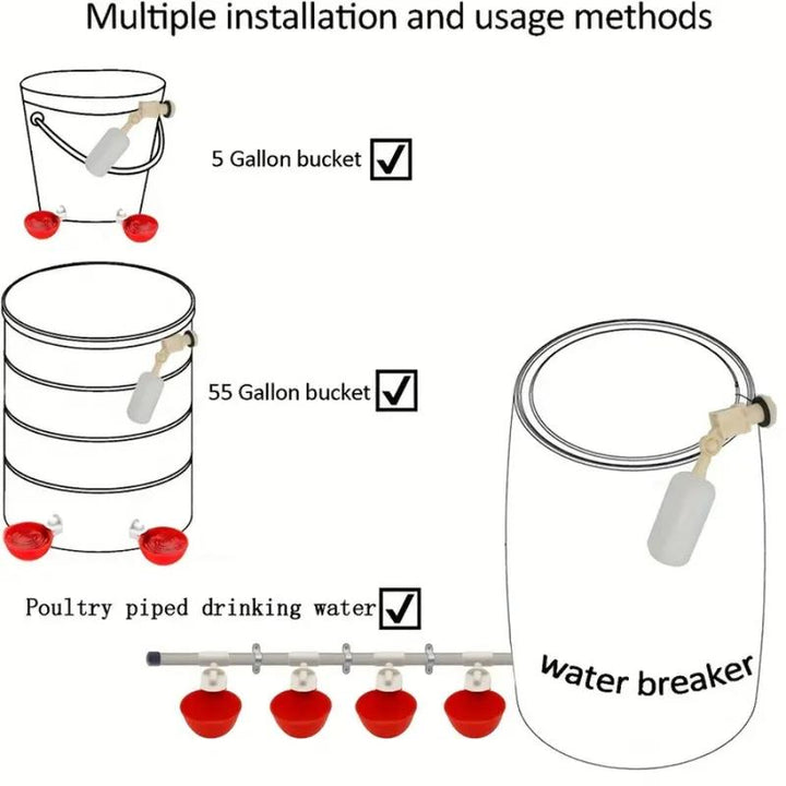 Ultimate Automatic Chicken Watering System - Complete DIY Kit with Water Cups, Feeder, and PVC Tee Pipe for Chickens, Ducks, and Quails