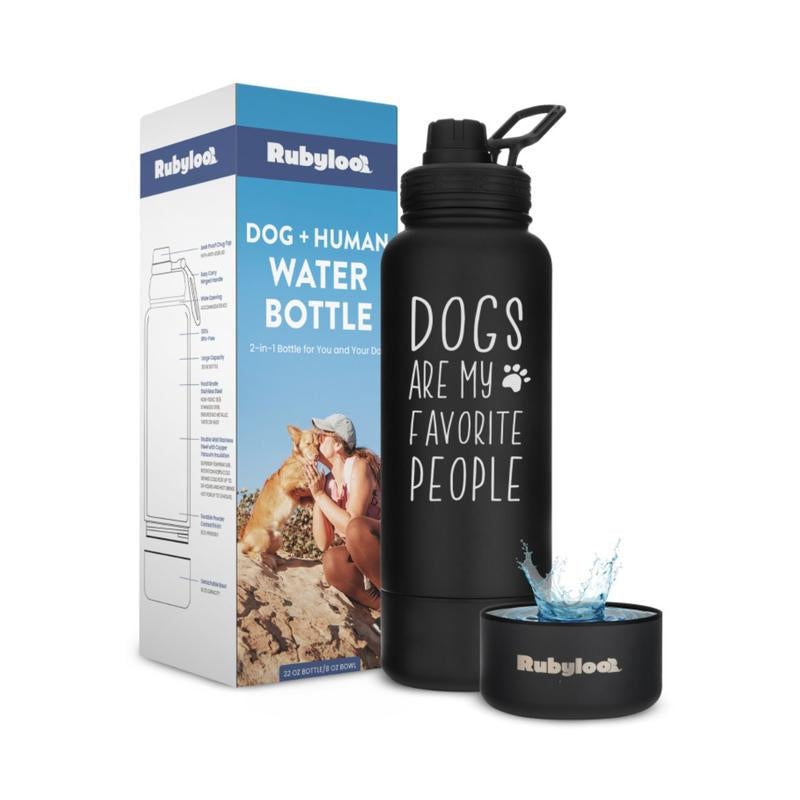 Ultimate Dog Water Bottle - 32 Oz Insulated Stainless Steel with 8 Oz Detachable Bowl - Perfect Gift for Dog Lovers!