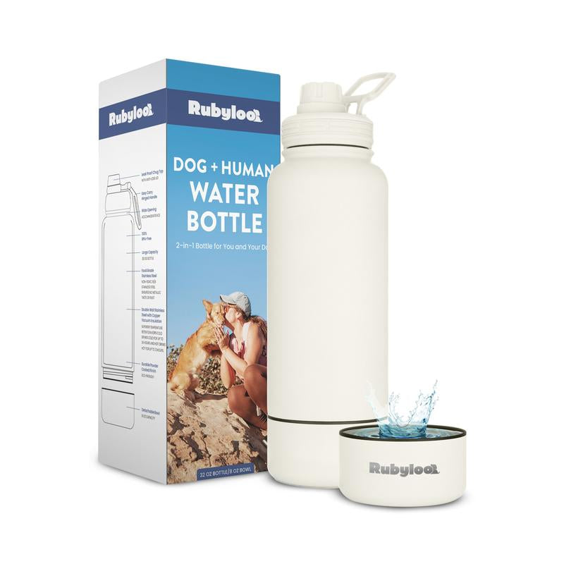 Ultimate Dog Water Bottle - 32 Oz Insulated Stainless Steel with 8 Oz Detachable Bowl - Perfect Gift for Dog Lovers!