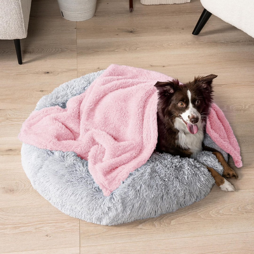 Fluffy Waterproof Dog Blanket - Soft & Warm Sherpa Throw for Small to Medium Pets, Reversible Couch Cover & Bed Protector, Washable Plush Pad (Pink Blush, 24X32)