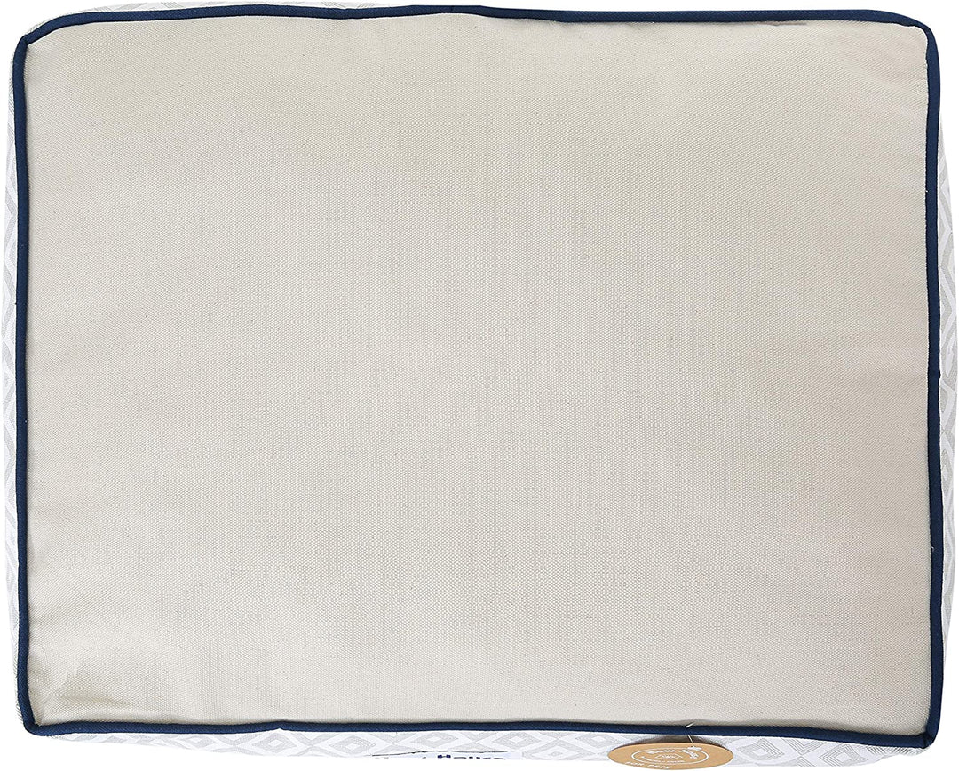 Stylish Grey Diamond Small Dog Bed - Machine Washable Cotton/Poly Blend, 17x22x5 Inches