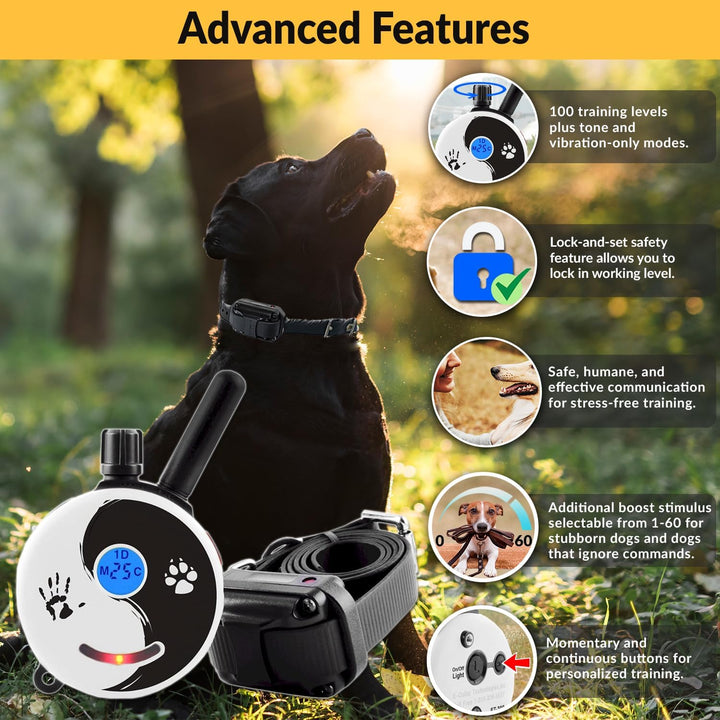 Humane E-Collar Dog Training System - Rechargeable Remote with Finger Clicker for Small to Medium Dogs, 100 Levels of Tapping Stimulation, Tone & Light, 1/2 Mile Range