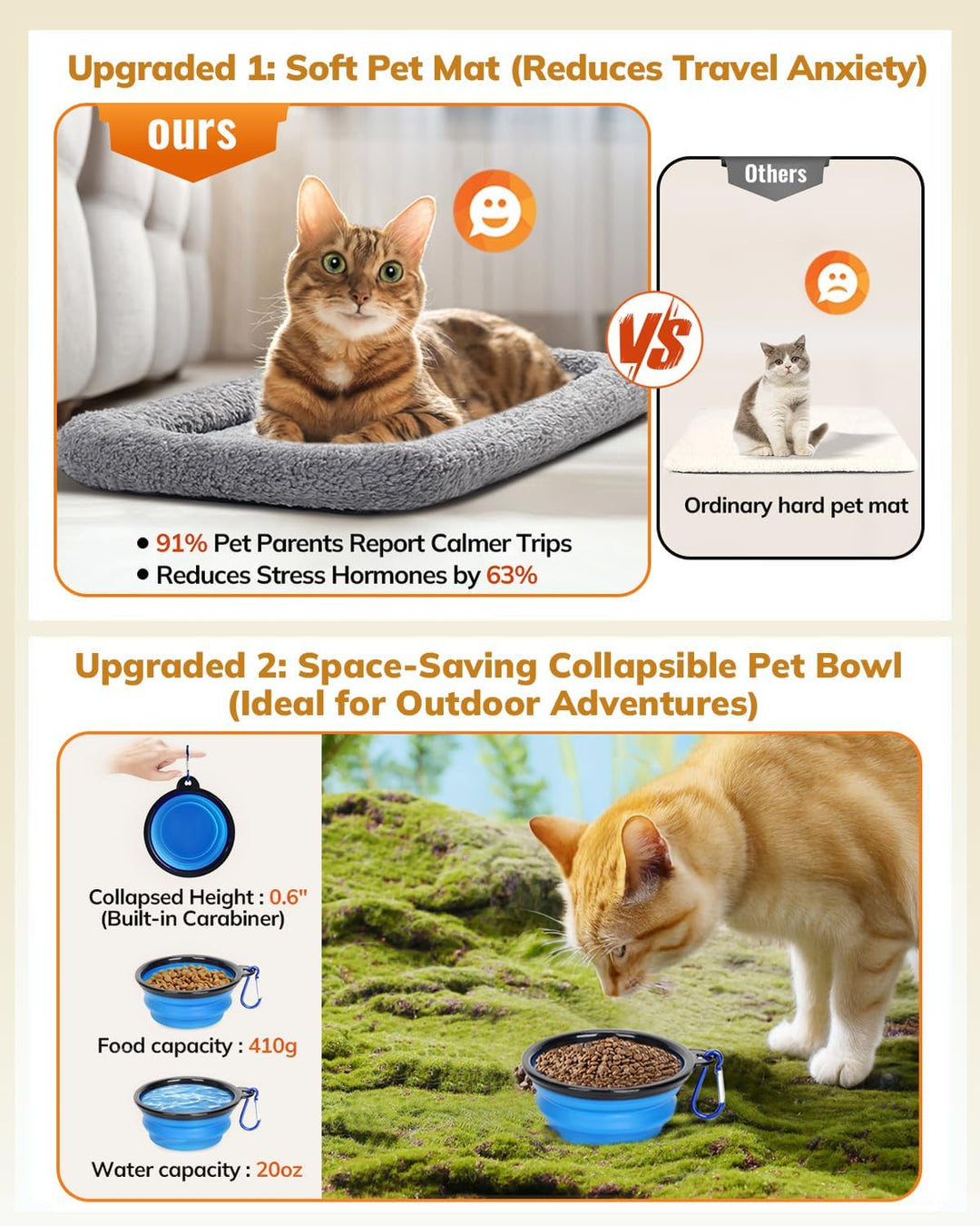 Premium Soft-Sided Cat Carrier for Large Cats & Puppies - Airline Approved, Safety Zippers, Foldable Bowl - Stylish Dark Gray