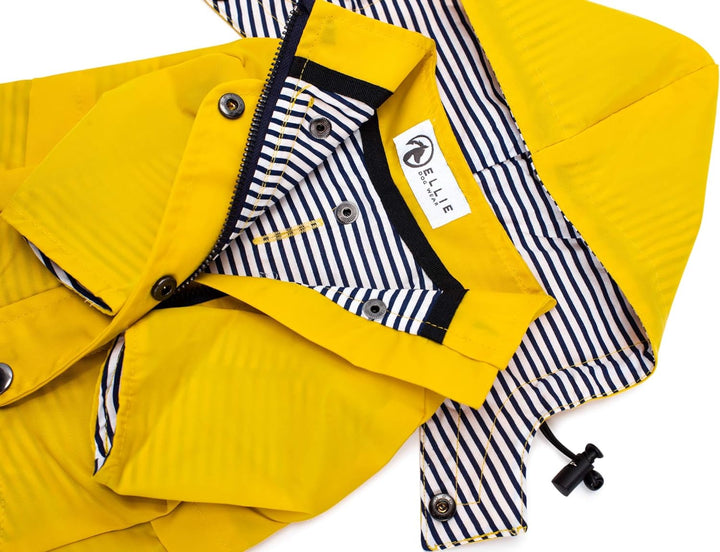 Premium Stylish Dog Raincoat - Water Resistant, Reflective Buttons, Pockets & Adjustable Hood - Available in XXS to XXL (Yellow, Medium)