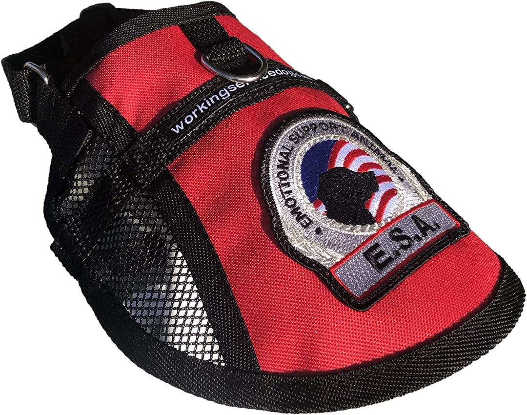 Premium ESA Dog Vest with Cooling Mesh Panel | Emotional Support Harness + 5 Federal Law Handout Cards | Size: 18"-22" Girth, Red