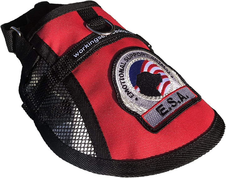 Premium ESA Dog Vest with Cooling Mesh Panel | Emotional Support Harness + 5 Federal Law Handout Cards | Size: 18"-22" Girth, Red