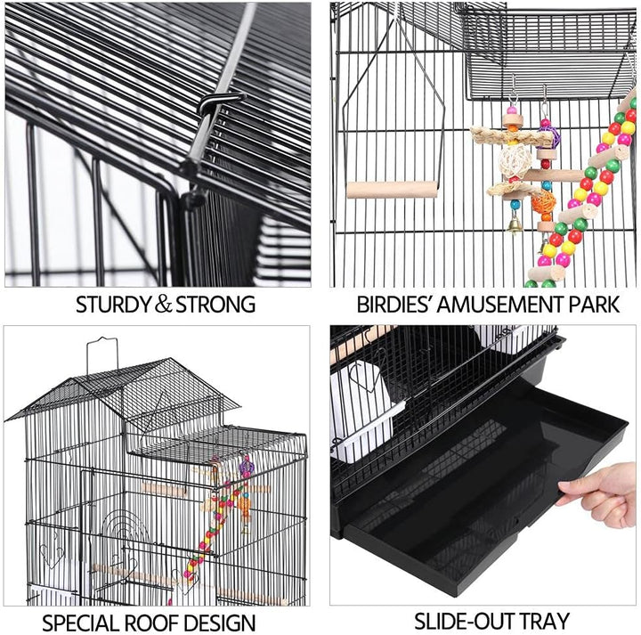 Spacious 39-Inch Parrot Bird Cage with Toys - Perfect for Quaker Parrots, Cockatiels, Conures, and Budgies!