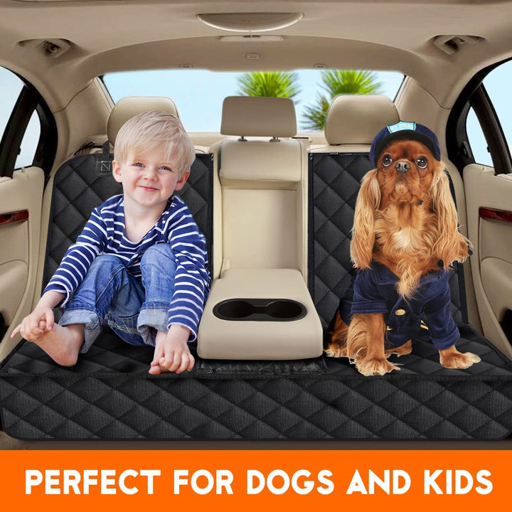 Ultimate Waterproof Dog Car Seat Cover - Non-Slip Protection for Back Seats of Cars, Trucks & SUVs - Fits Middle Armrest - Stylish Black Design