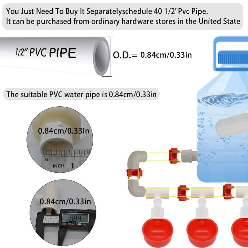 Ultimate Automatic Chicken Watering System - Complete DIY Kit with Water Cups, Feeder, and PVC Tee Pipe for Chickens, Ducks, and Quails
