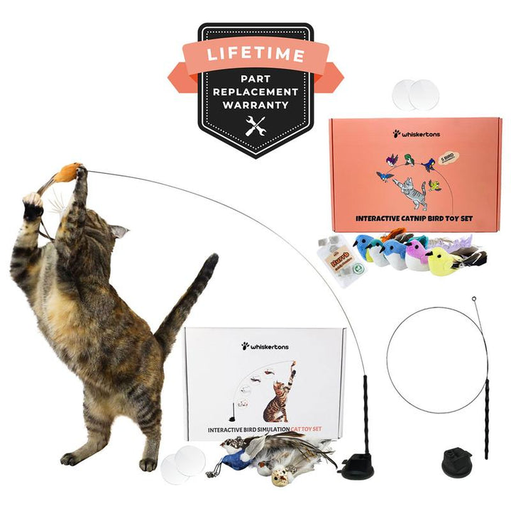 Whiskertons Interactive Bird Simulation Cat Toy Set - Realistic Fun for Your Feline Friend!