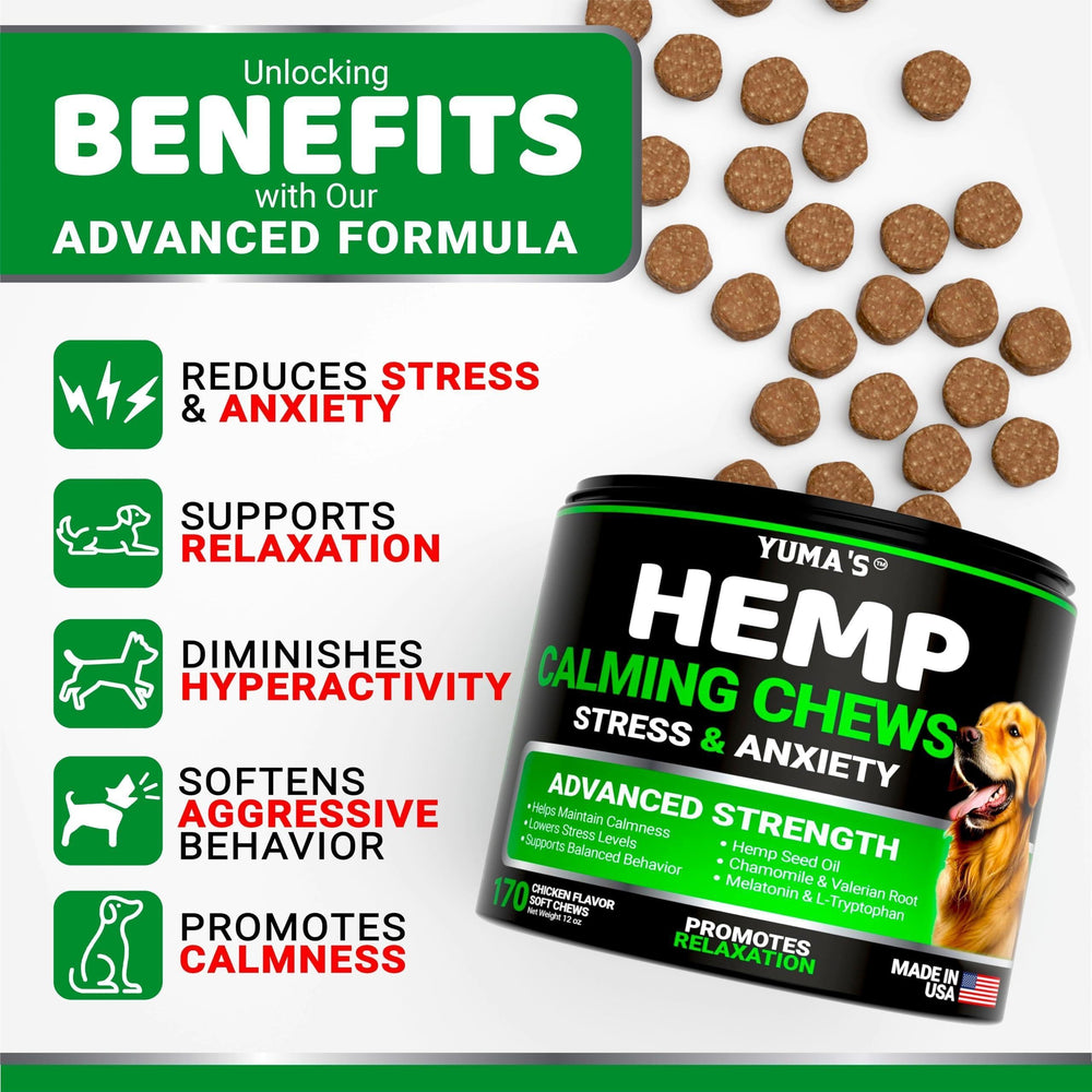 Ultimate Relaxation for Your Dog: Advanced Hemp Calming Chews - 170 Delicious Chicken Flavor Treats