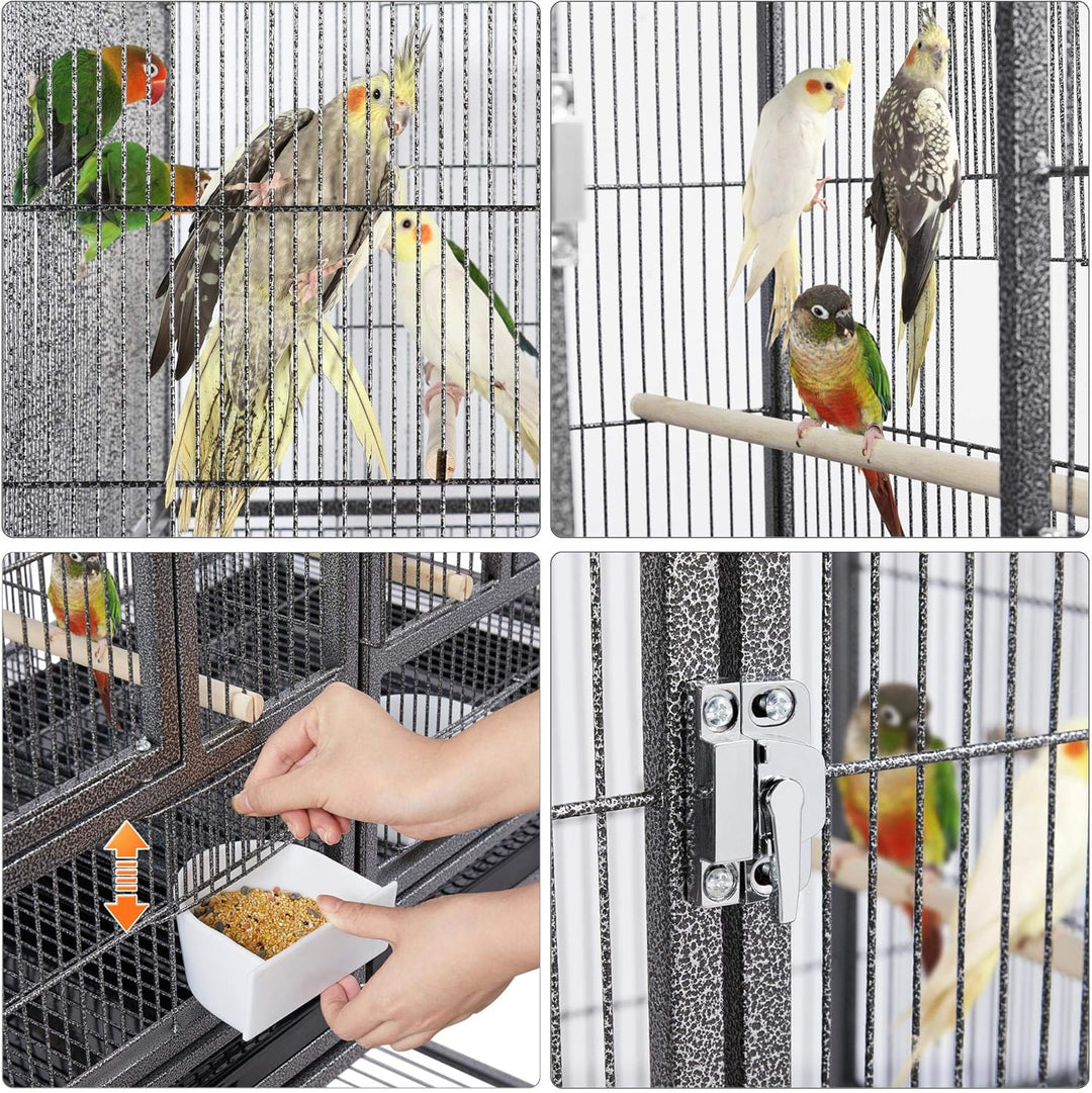 41.5" Stackable Divided Bird Cage with Rolling Stand - Perfect for Parakeets, Canaries, Cockatiels, Lovebirds, Finches, Budgies, and Small Parrots - Sleek Black Design