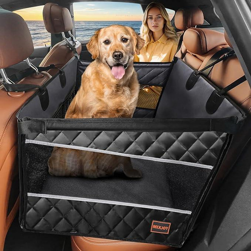 MIXJOY Waterproof Dog Car Seat Cover for Large & Medium Dogs - Breathable, Durable, with Storage Pocket for SUV/Truck Travel