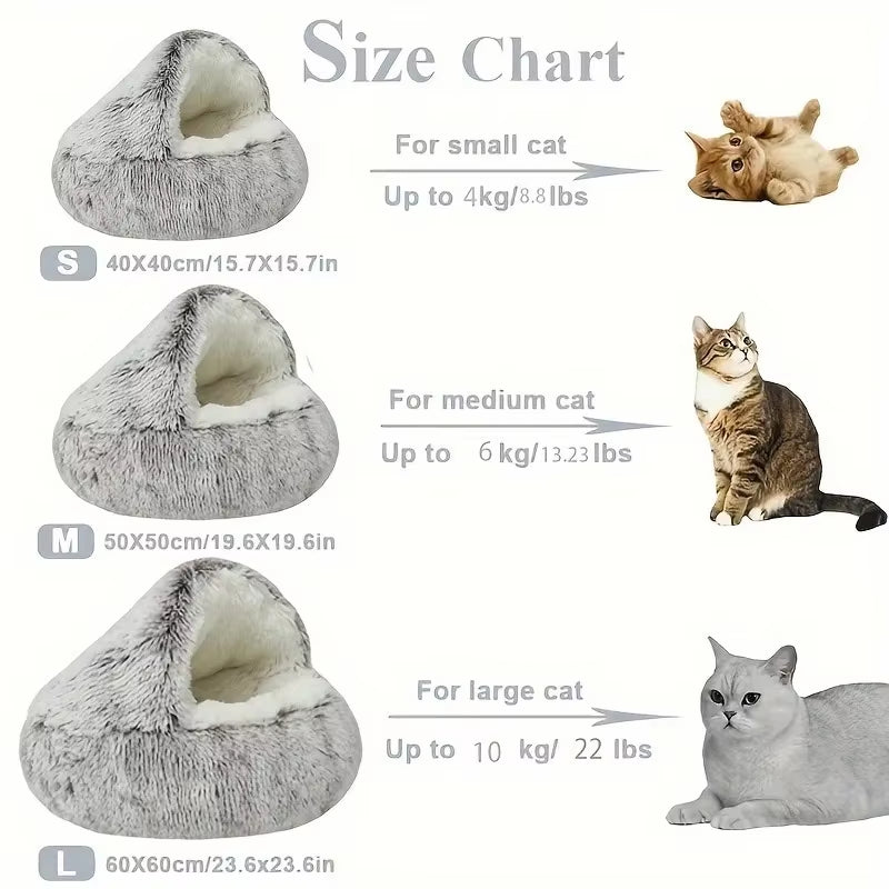 Cozy 2-in-1 Winter Plush Cat Bed & Sleep Bag - Ideal Nest for Cats and Small Dogs