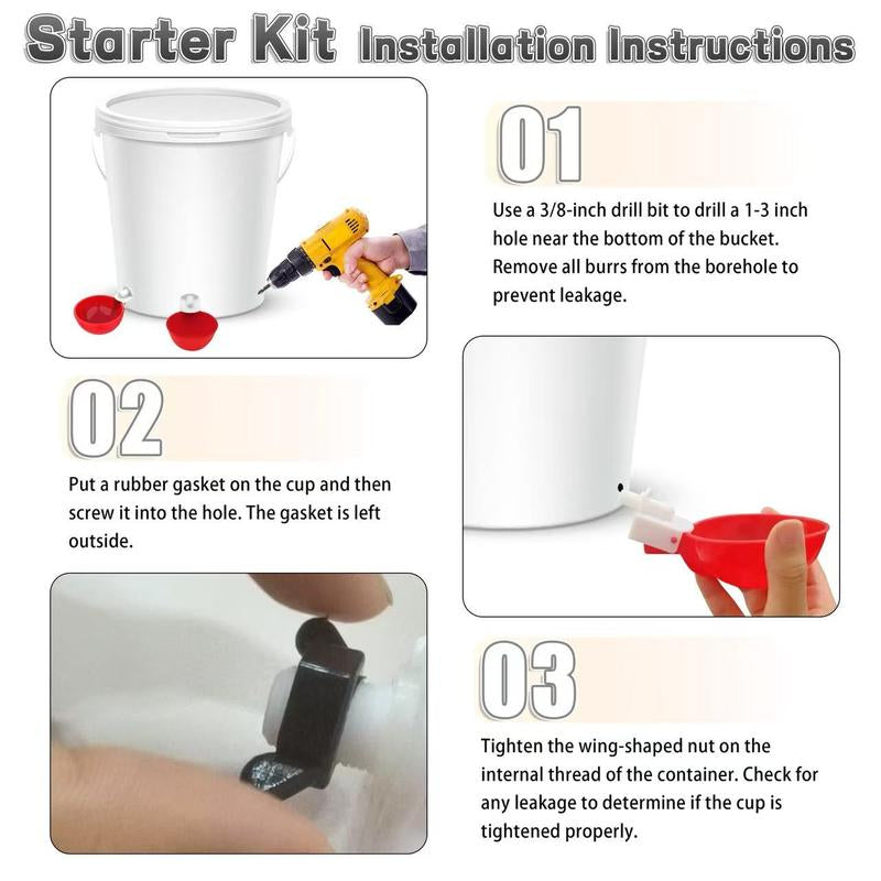 Ultimate Automatic Chicken Watering System - Complete DIY Kit with Water Cups, Feeder, and PVC Tee Pipe for Chickens, Ducks, and Quails