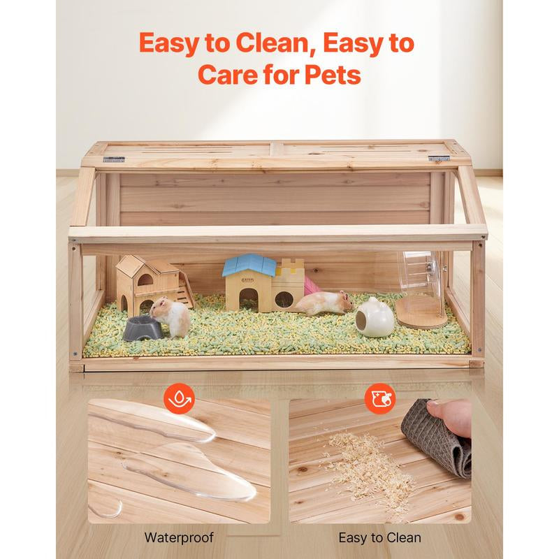Spacious VEVOR Wooden Hamster Cage Habitat - 32" Clear Cage for Mice & Small Rodents