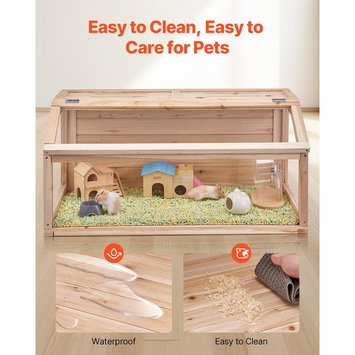 Spacious VEVOR Wooden Hamster Cage Habitat - 32" Clear Cage for Mice & Small Rodents