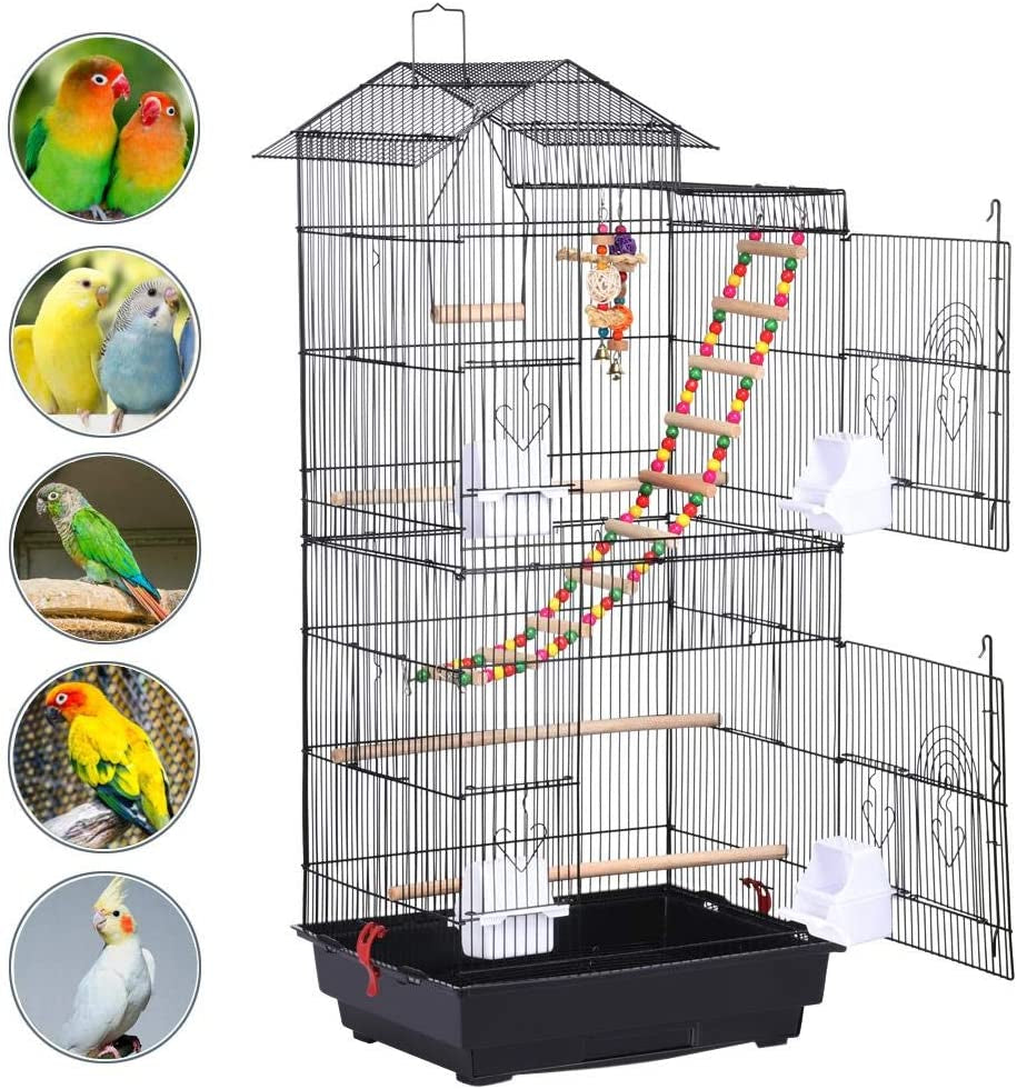 Spacious 39-Inch Parrot Bird Cage with Toys - Perfect for Quaker Parrots, Cockatiels, Conures, and Budgies!