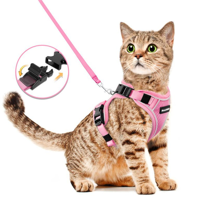 Escape-Proof Adjustable Cat Harness & Leash Set - Breathable Mesh for Safe Outdoor Adventures