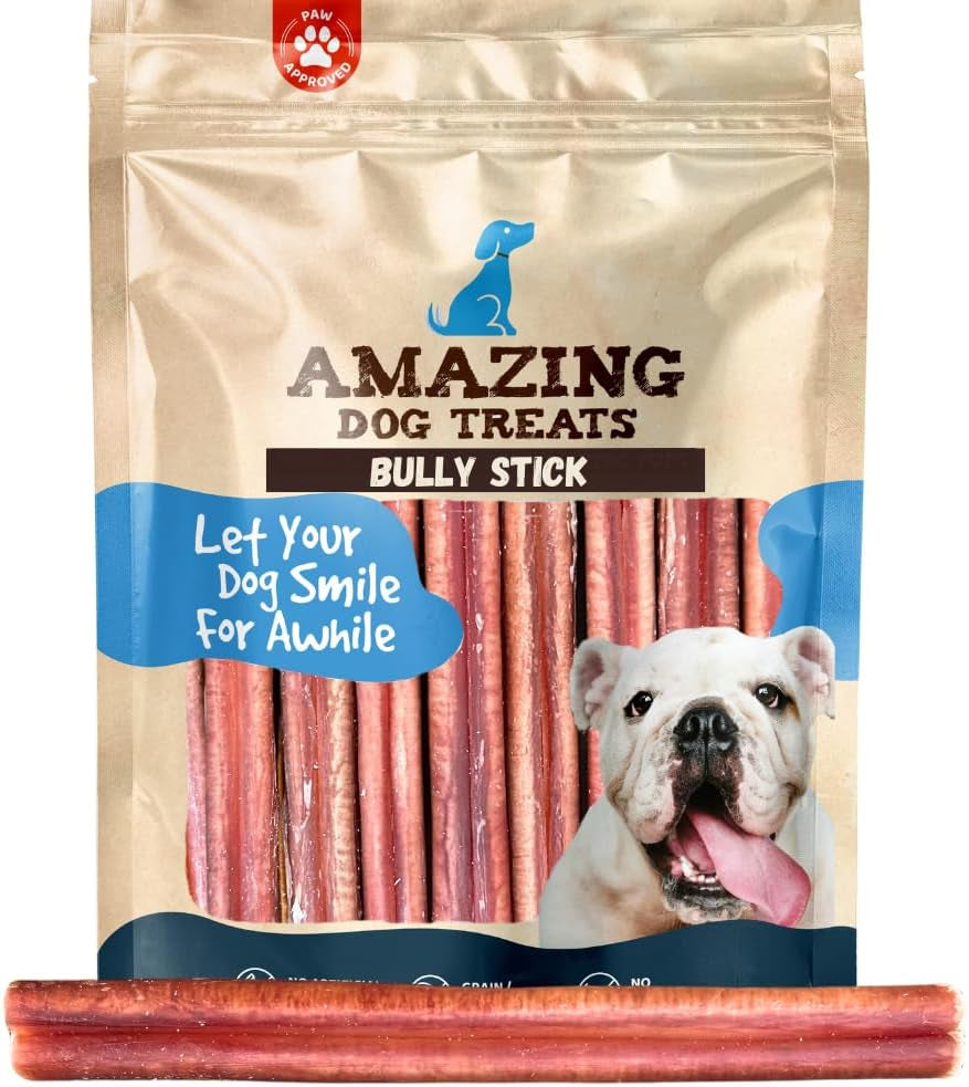 Premium 6-Inch Bully Sticks for Dogs - 25 Count Bulk Pack - All-Natural No Hide Dog Chews