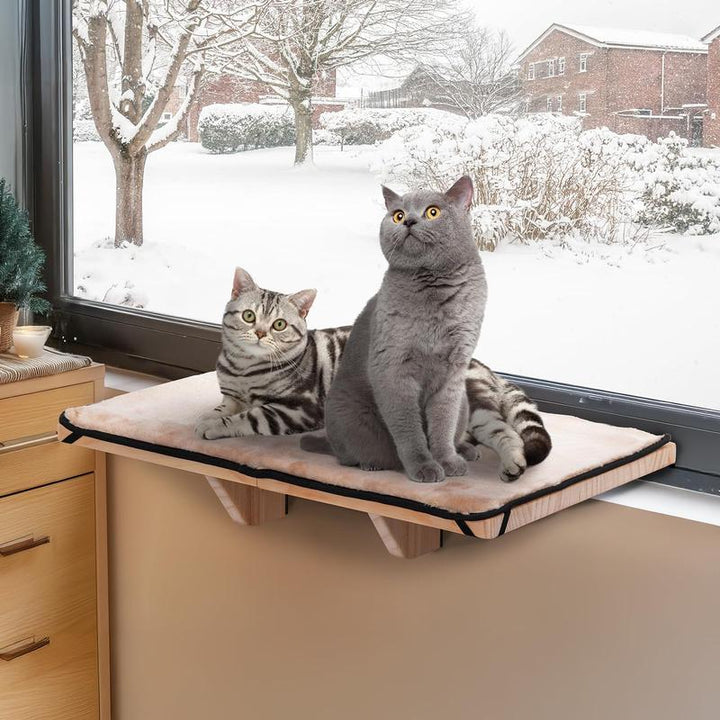 Ultimate Cozy Cat Hammock - Luxurious Window Seat for Large Cats with Soft Mat & Sturdy Wood Base - Perfect for Any Space!