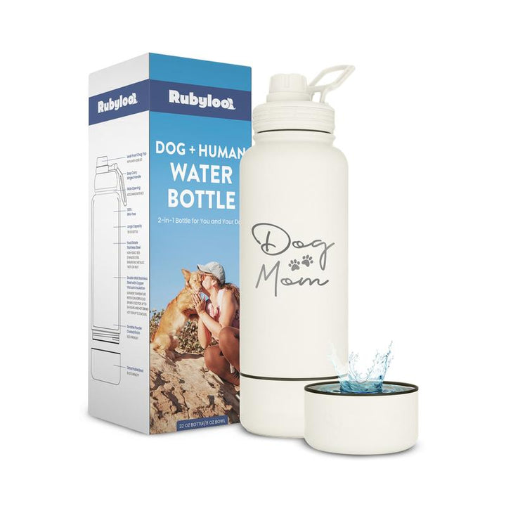 Ultimate Dog Water Bottle - 32 Oz Insulated Stainless Steel with 8 Oz Detachable Bowl - Perfect Gift for Dog Lovers!