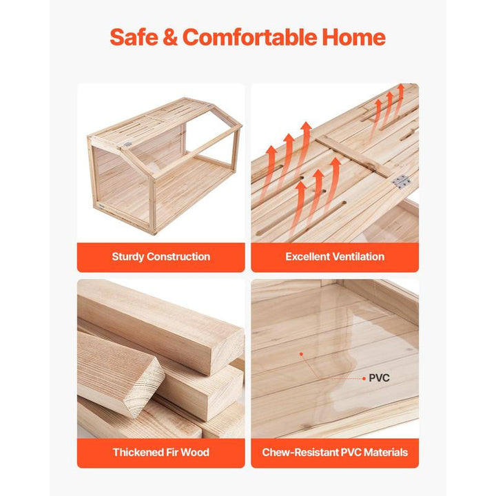 Spacious VEVOR Wooden Hamster Cage Habitat - 32" Clear Cage for Mice & Small Rodents