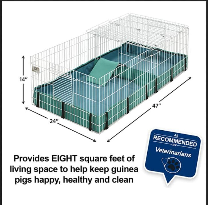 Spacious Mid West Homes for Pets Guinea Habitat Plus Cage with Top Panel - Ideal for Guinea Pigs (47"L x 24"W x 14"H)