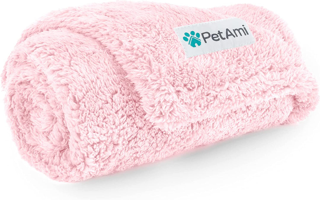Fluffy Waterproof Dog Blanket - Soft & Warm Sherpa Throw for Small to Medium Pets, Reversible Couch Cover & Bed Protector, Washable Plush Pad (Pink Blush, 24X32)