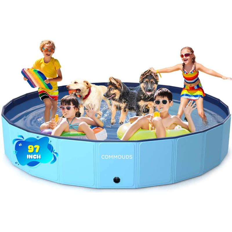 COMMOUDS Multi-Purpose Foldable Pool - Sturdy & Portable for Dogs, Kids, Backyard Play