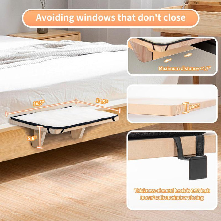 Ultimate Cozy Cat Hammock - Luxurious Window Seat for Large Cats with Soft Mat & Sturdy Wood Base - Perfect for Any Space!