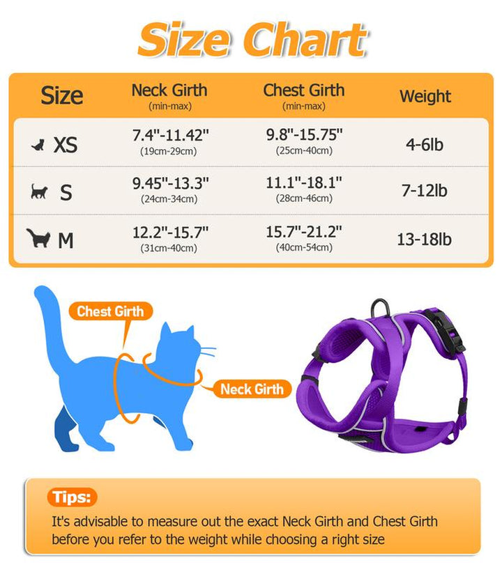 Escape-Proof Adjustable Cat Harness & Leash Set - Breathable Mesh for Safe Outdoor Adventures