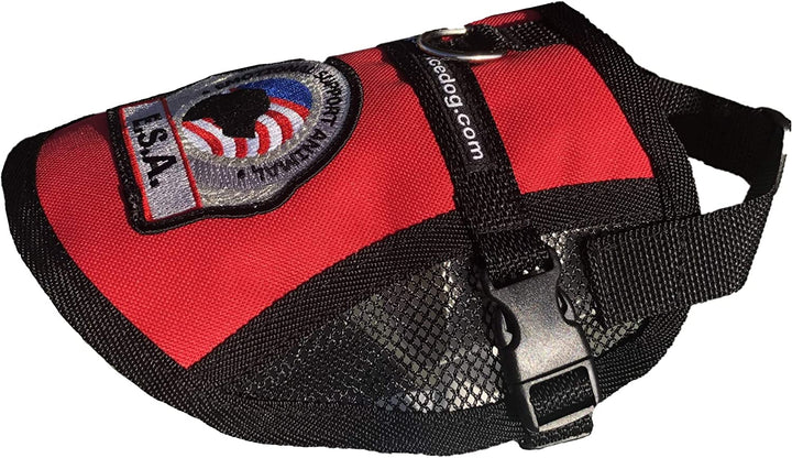 Premium ESA Dog Vest with Cooling Mesh Panel | Emotional Support Harness + 5 Federal Law Handout Cards | Size: 18"-22" Girth, Red